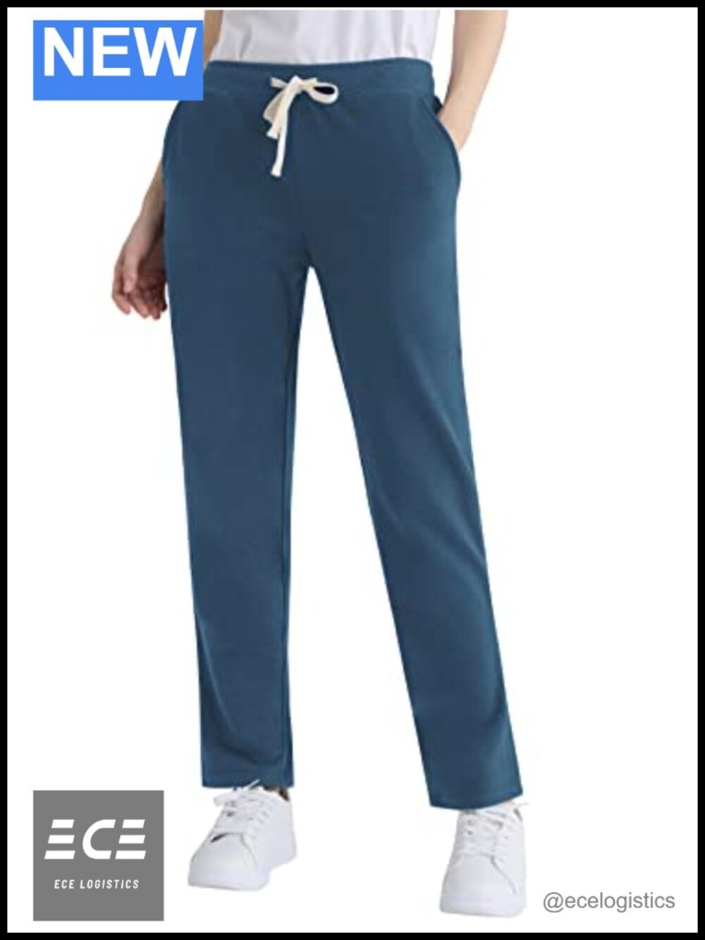 Petite Cotton Sweatpants with Pockets Drawstring Joggers
